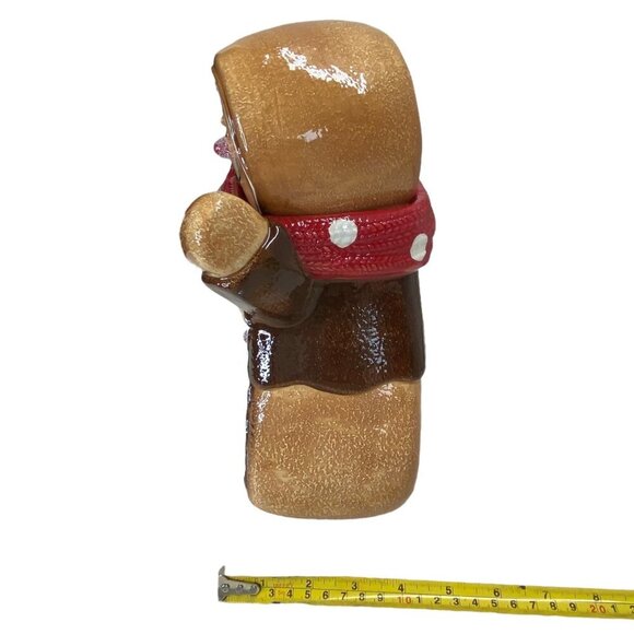 Cracker Barrel Gingerbread Man Ceramic Cookie Jar Polka Scarf Christmas Holiday - Picture 7 of 9